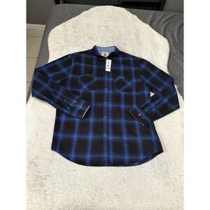 New Oak &‎ Rye Mens Blue Black Plaid Flannel Button Down Shirt Size Medium Top